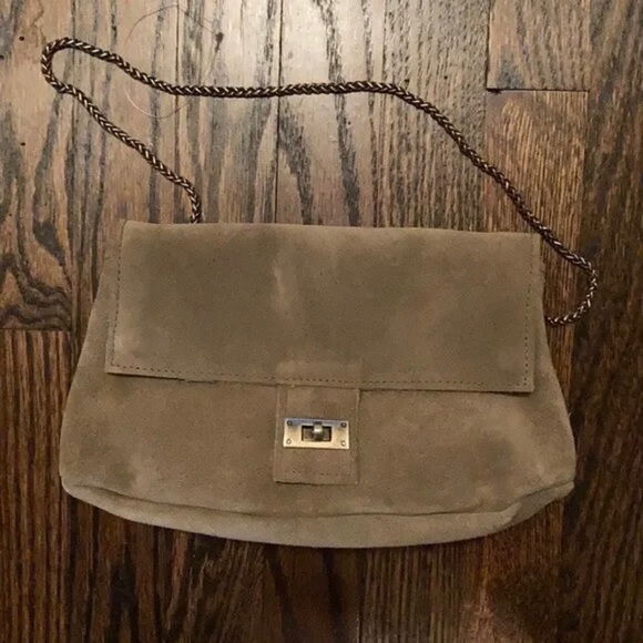 NWT Free People Slouchy Suede Chain Shoulder Bag Color: Burnt Bowen MSRP $58 - Picture 14 of 16